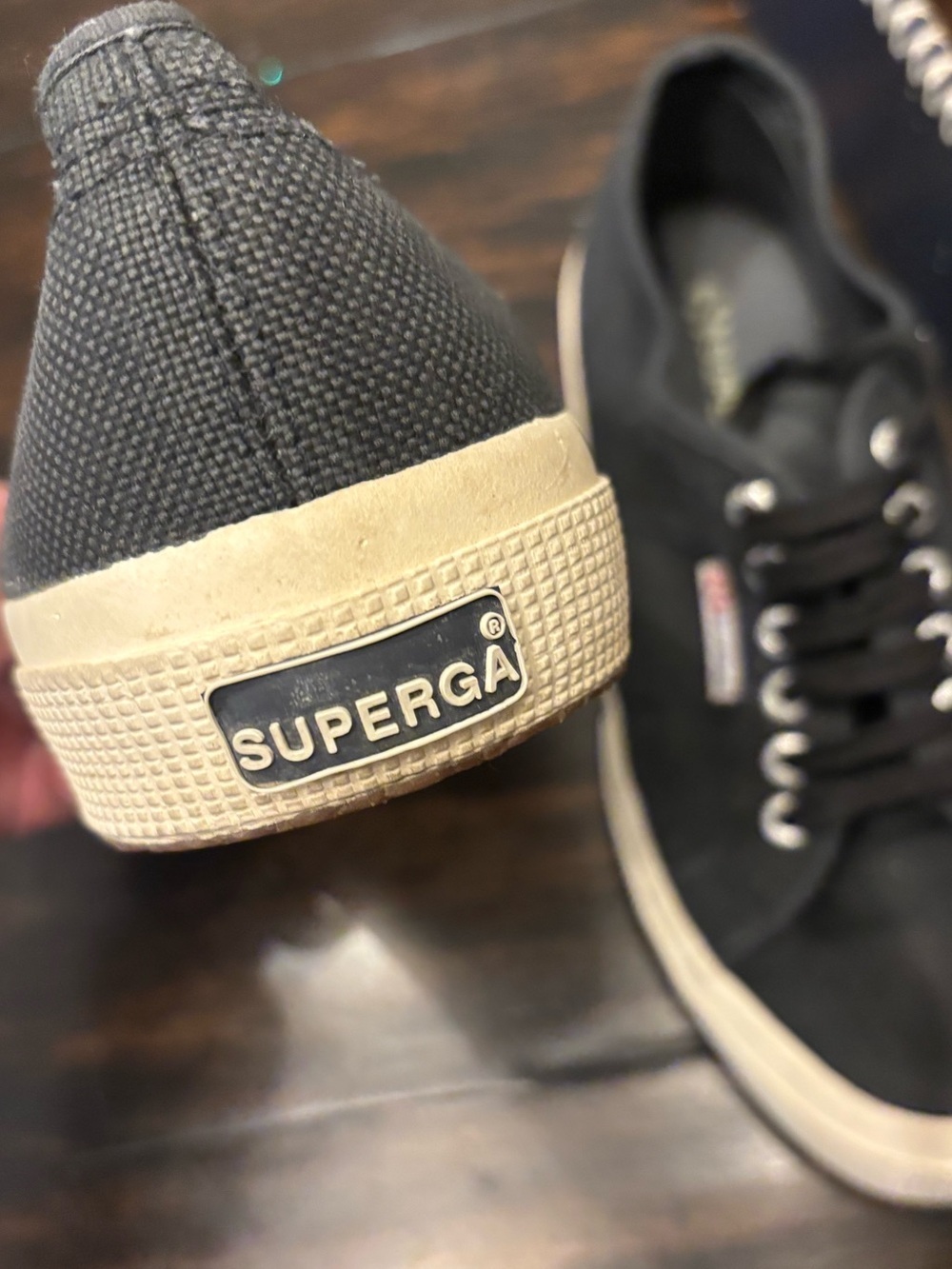 Superga Black Canvas Low-Top Sneakers with Off-White Sole Men’s size 8 - Picture 5 of 8